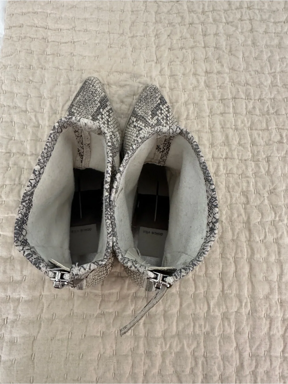Dolce Vita Snake-Print Pointed Toe Ankle Booties in Neutral